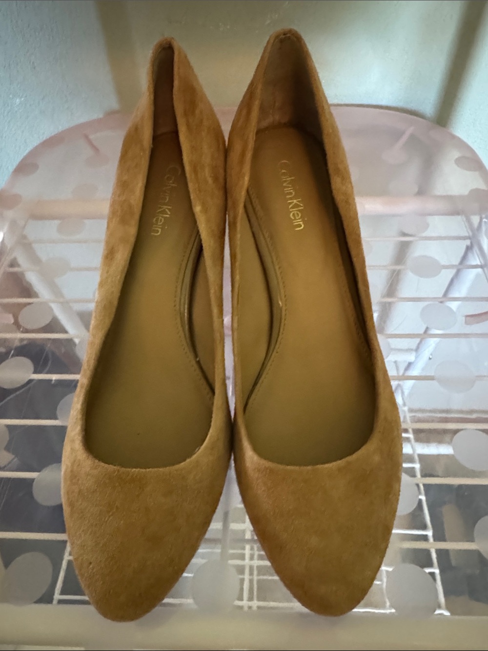 Calvin Klein Women's Camel Suede Pointed-Toe heels worn 1 time